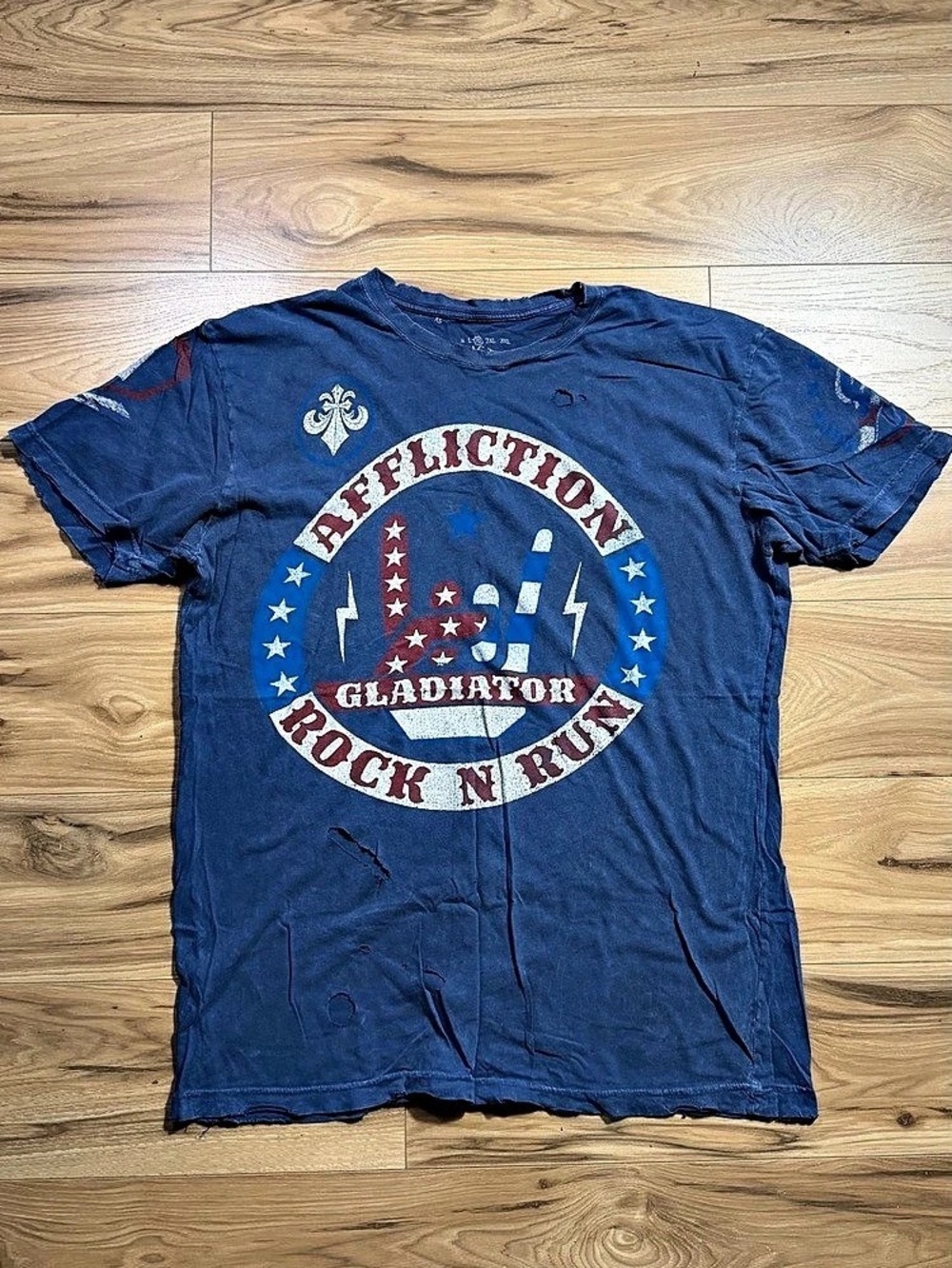 Affliction Gladiator Rock N Run T-Shirt Blue